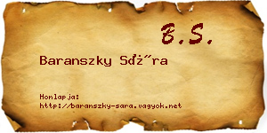 Baranszky Sára névjegykártya